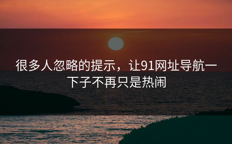 很多人忽略的提示，让91网址导航一下子不再只是热闹